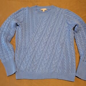 J. Crew Light Blue Cable Knit Crewneck Sweater